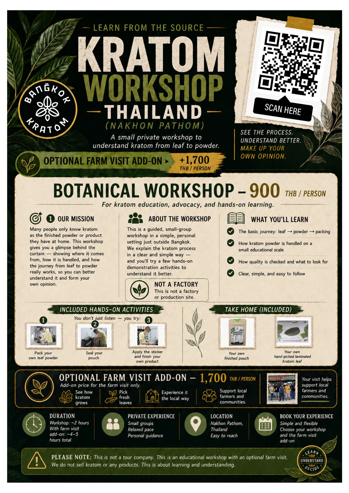 Kratom Workshop Thailand flyer